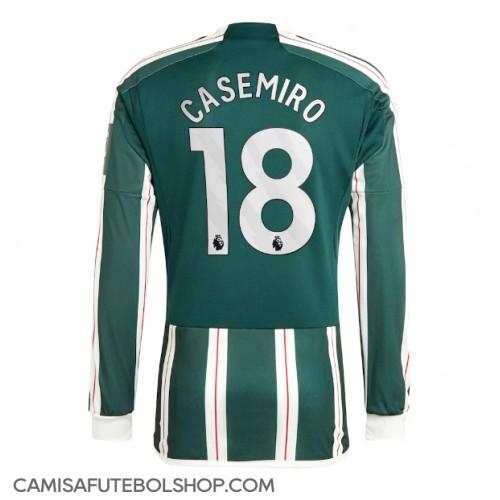 Camisa de time de futebol Manchester United Casemiro #18 Replicas 2º Equipamento 2023-24 Manga Comprida